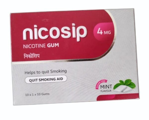 Nicosip 4mg Mint Flavour Sugar Free Nicotine Gums 10