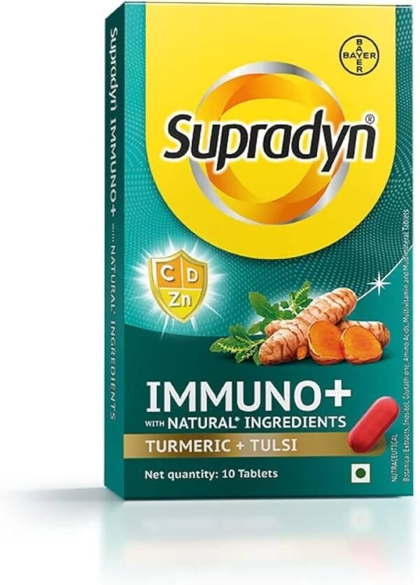 Supradyn Immuno+ Multivitamin with Turmeric & Tulsi | Tablet for Energy & Immunity