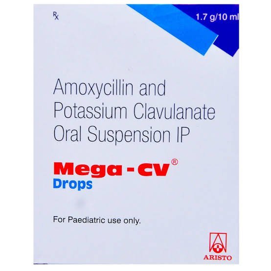 Mega-CV Drops treat bacterial infections in infants and children using Amoxicillin + Clavulanic Acid. Effective for throat infection.
